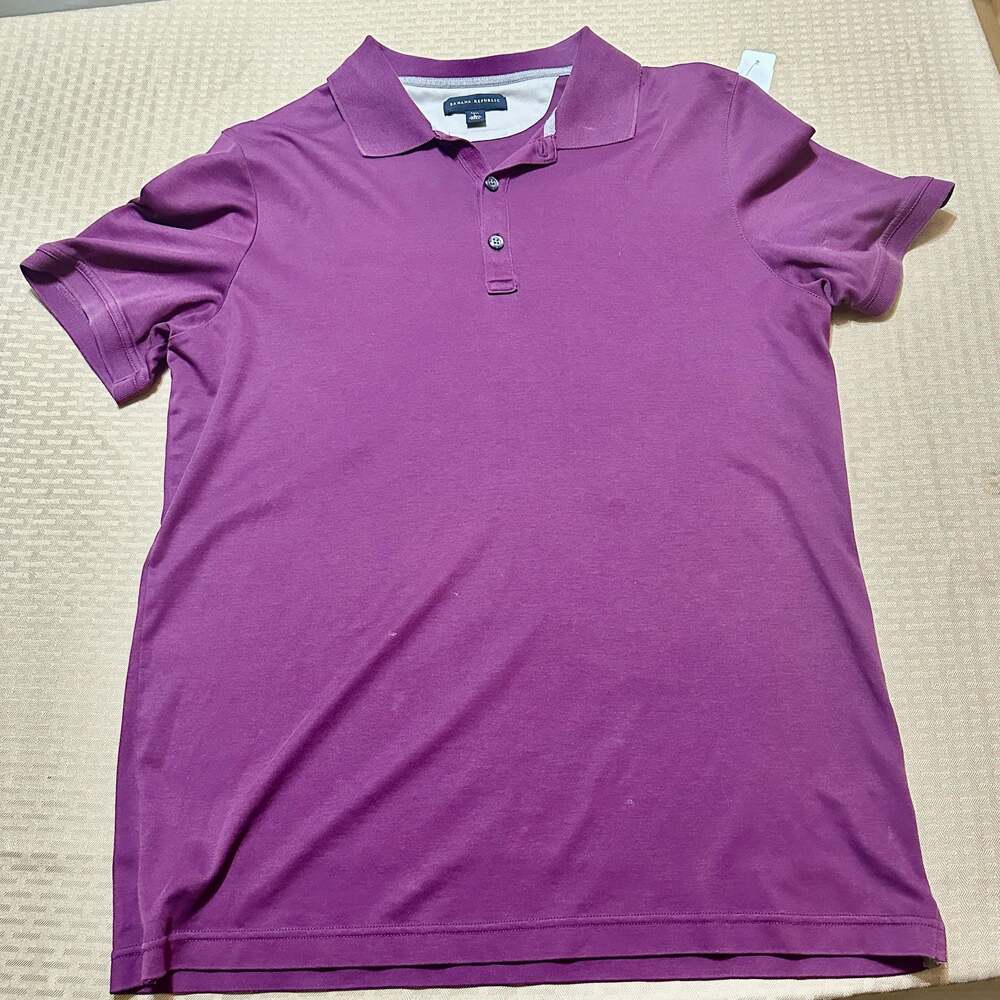 Banana Republic Men's Luxury-Touch Tall Large Purple Short Sleeve Polo Shirt